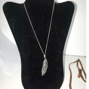 A 5 X Brand Silver Tone Feather Necklace Chain Boho Religious Spirituality